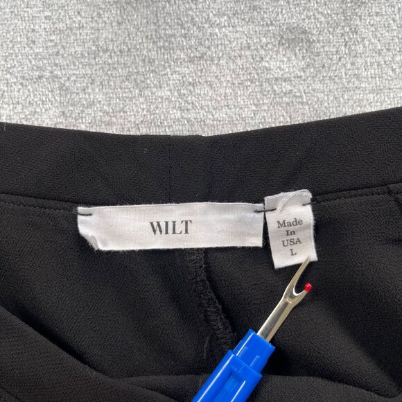 Wilt Pants Womens Large Black Crepe Draped Sheer Pockets Cropped Made in USA - Picture 13 of 16